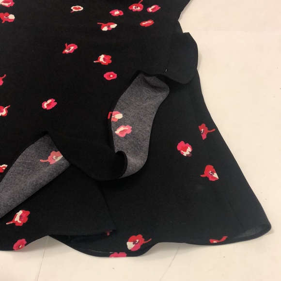 Kate Spade 2 Dress Black & Red Floral Ruffle Cap Sleeve Zipper back Excellent - Picture 5 of 7